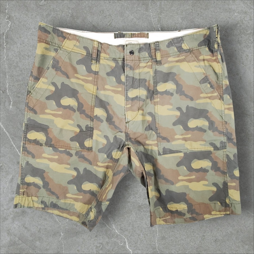 Relwen Cargo Shorts Mens 38 Green Camouflage Utility Adjustable Waist Tabs Camo
